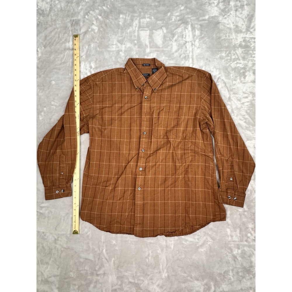 Van Heusen Shirt Men's XL 17-17 1/2 Plaid No Iron Long Sleeve‎ Business